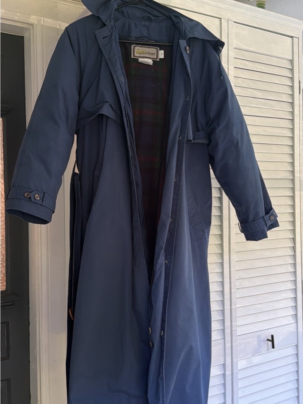 Cabela's Navy Long Hooded Trench Coat